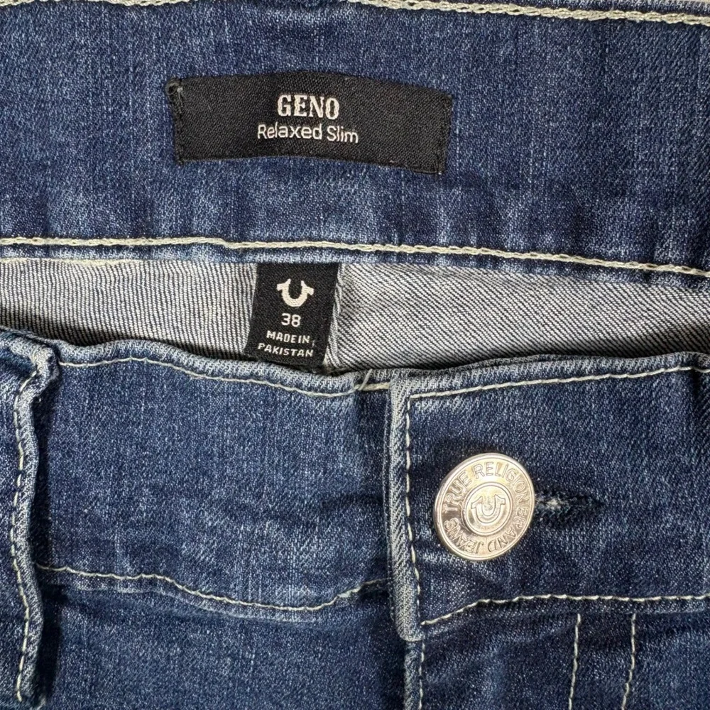 True Religion Geno Relaxed Slim Jeans Mens 38 Blue Denim Flap Pocket Y2K Street